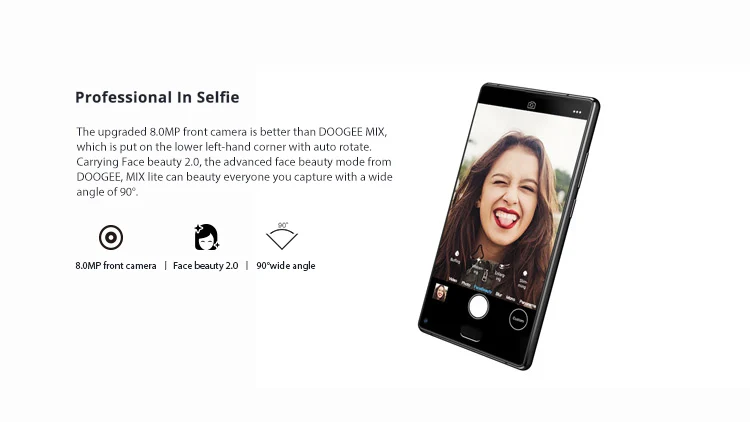 DOOGEE MIX LITE 2GB RAM 16GB ROM MTK6737 1.3GHz Quad Core 5.2 Inch IPS HD Bezel-less Screen Dual Camera Android 7.0 4G LTE Smartphone