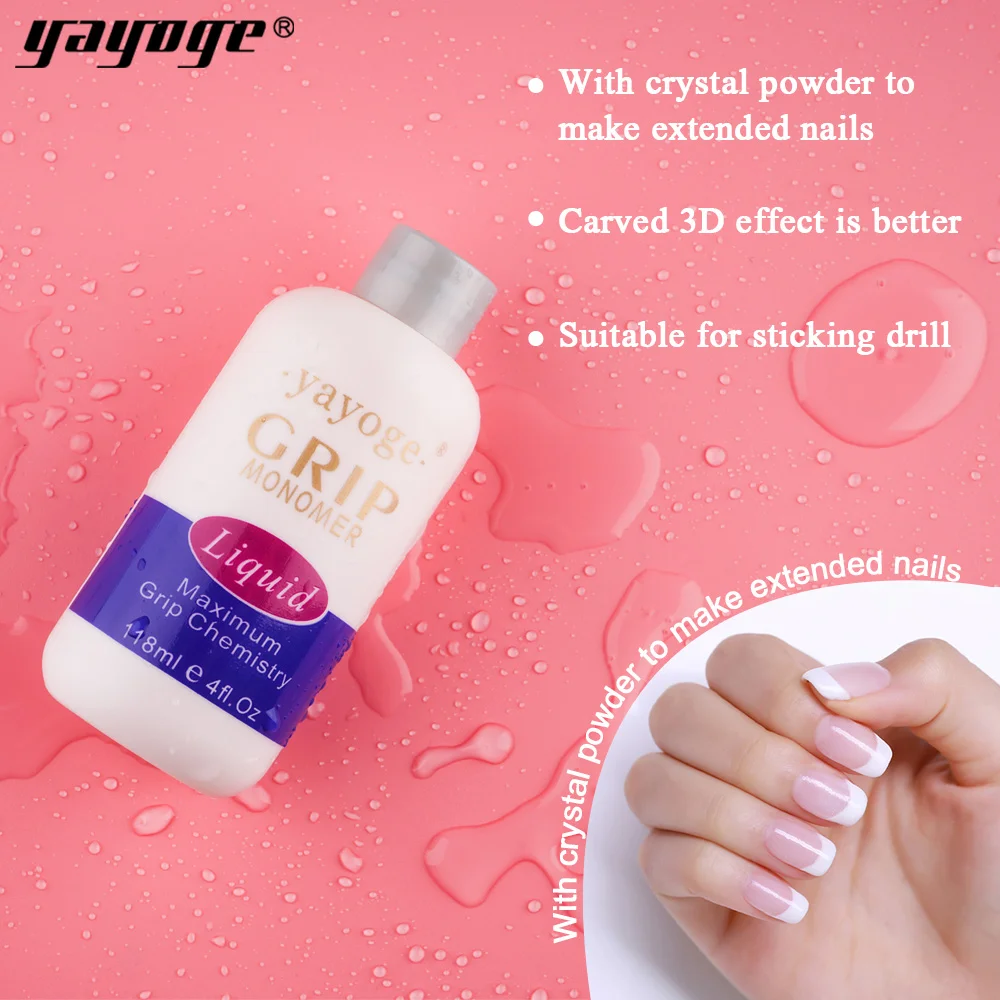 

YAYOGE Acrylic Liquid GRIP MONOMER for Acrylic Flex Powder Nail art Crystal or 118ml 4fl Chemistry EXTENSION for nail gel polish