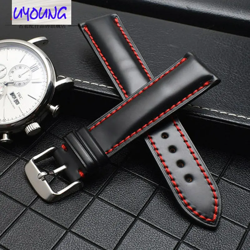 High quality leather horse hip watch belt Replacement for Rosn million O-M-G hippocampus 20 22mm male watch strap