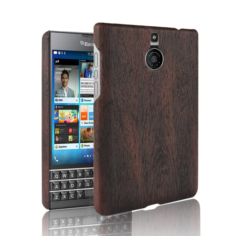 Роскошный винтажный кожаный чехол Woodern Skin для Blackberry Passport Edition серебристый жесткий