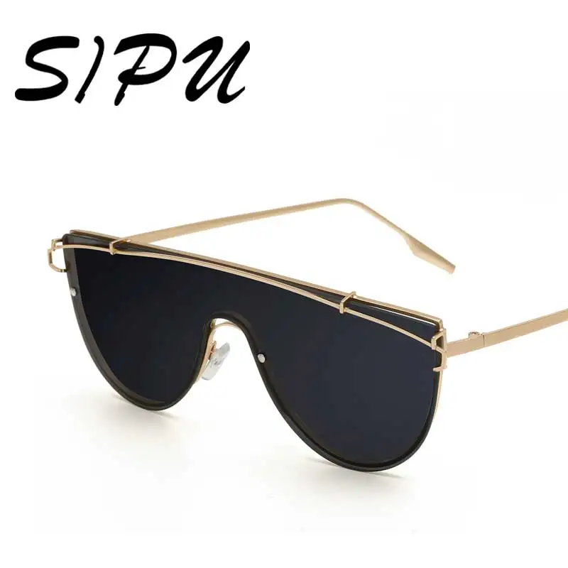 

Steampunk Shield Women Sunglasses Metal Frame Sunglasses Oversized Brand Designer Unique Mirror Men Sunglasses
