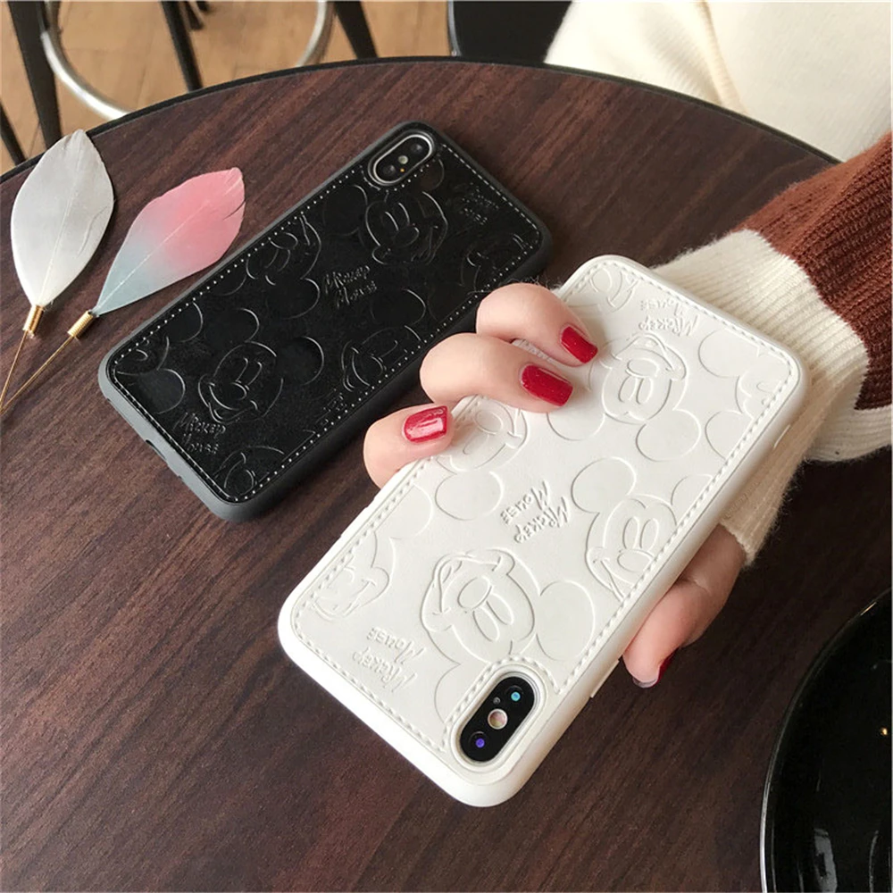 

Fashion Case For Apple iPhone 5S Cartoon Character Mickey Minnie Mouse Leather Soft TPU+PU Anti-knock Case For iPhone 5S SE Capa
