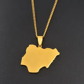 

Anniyo Gold Color Nigeria Map Pendant Necklaces for Women Men Country Maps Africa Nigerians Maps Jewelry Stainless Steel #064021