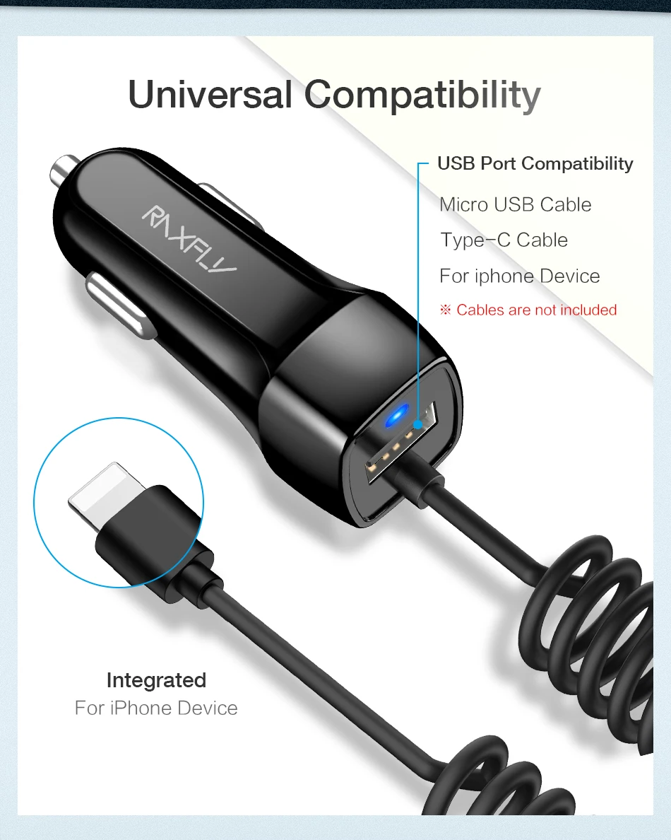 RAXFLY Mini USB Автомобильное Зарядное устройство для iPhone X 7 8 плюс 6 6s 5 5S SE для Xiaomi Redmi 4X5 плюс A1 светодиодный автомобильный телефон Зарядное устройство