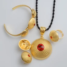 Красный/синий/зеленый камень эфиопские Ювелирные наборы ожерелье серьги браслеты кольцо Ювелирные наборы африканские Habesha украшения на эритрейские мотивы# J0804