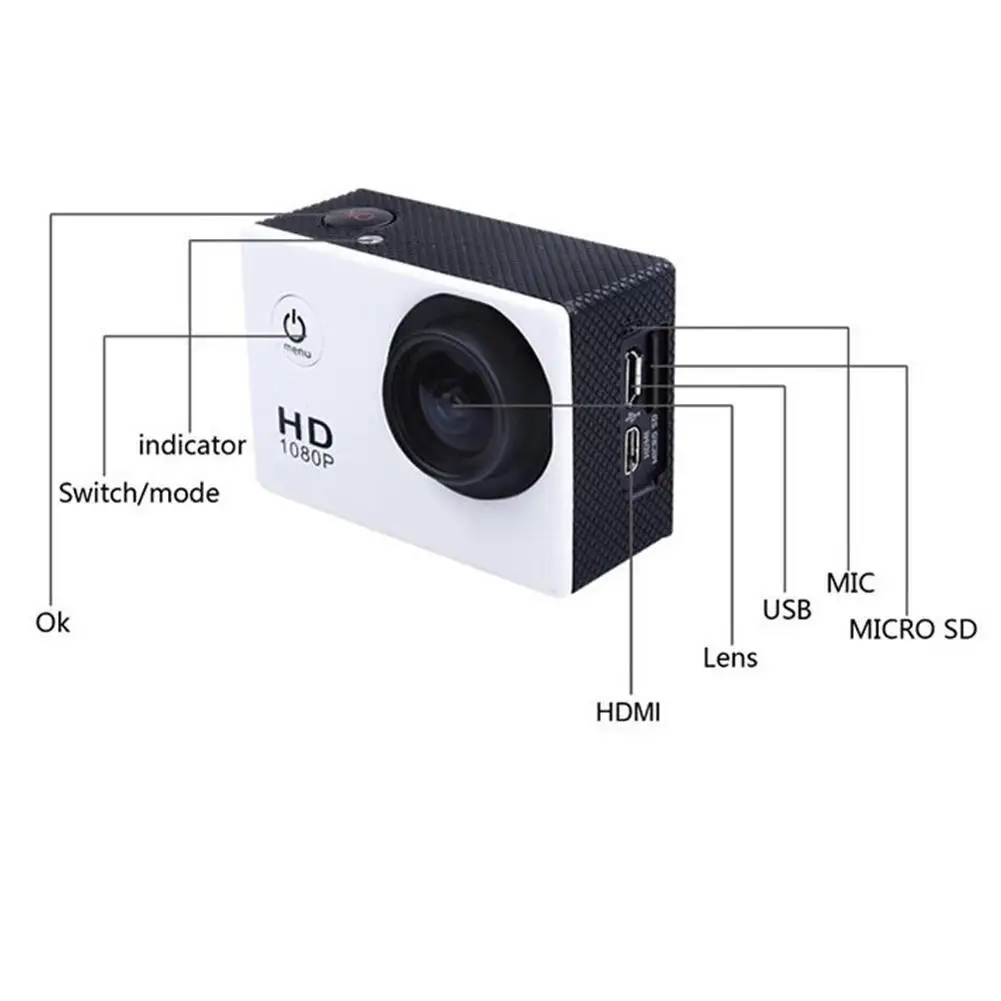 Горячая Распродажа, 1080P HD камера для съемки, водонепроницаемая цифровая видеокамера, Спортивная камера, датчик, широкоугольный объектив, камера для плавания и дайвинга