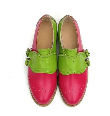 13 Цвет по выбору Ретро/Европейский Американский популярный из натуральной кожи дамские повседневные плоские Обувь Колледж ветер Брок обувь Оксфорд женский - Цвет: Mei red green