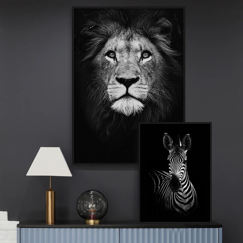 

Nordic Lion Poster Canvas Prints Animal Wall Art Black And White Decorative Pictures Painting For Living Room Wall Home Decor