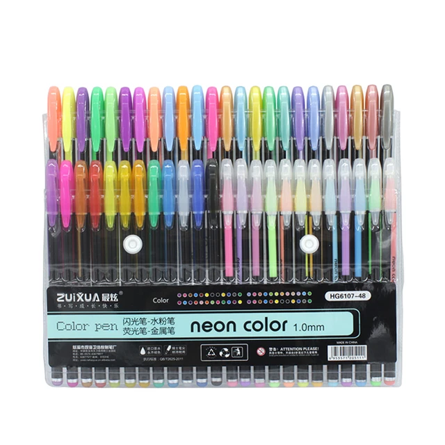 48X Gel Pens Color Glitter Set For Coloring Books Drawing Art Marker Adult  Kids