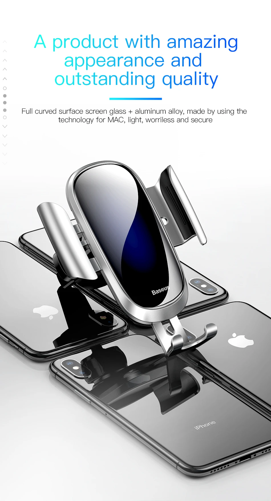 Автомобильный держатель для телефона Baseus для iPhone X XS Max XR samsung S10 S9 Gravity Air Vent, держатель для телефона в автомобиле, подставка для мобильного телефона