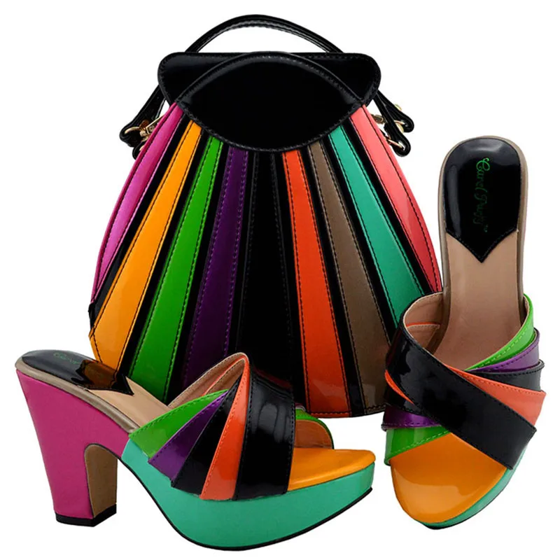 MD008/; высококачественный итальянский комплект из женских туфель и сумочки со стразами; вечерние туфли на высоком каблуке и сумочка в африканском стиле