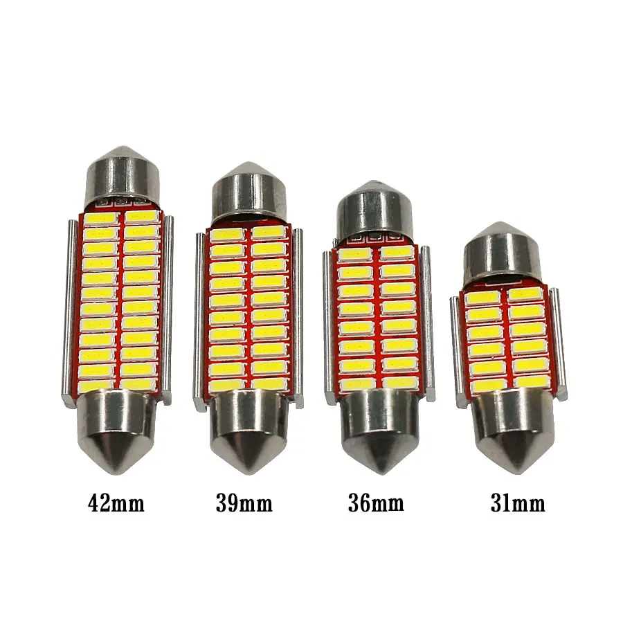 YCCPAUTO 4 шт. C10W C5W 31/36/39/42 мм лампы светодиодный Canbus Festoon Чтения Купол Подсветка регистрационного номера Ошибок Белый 4014 smd