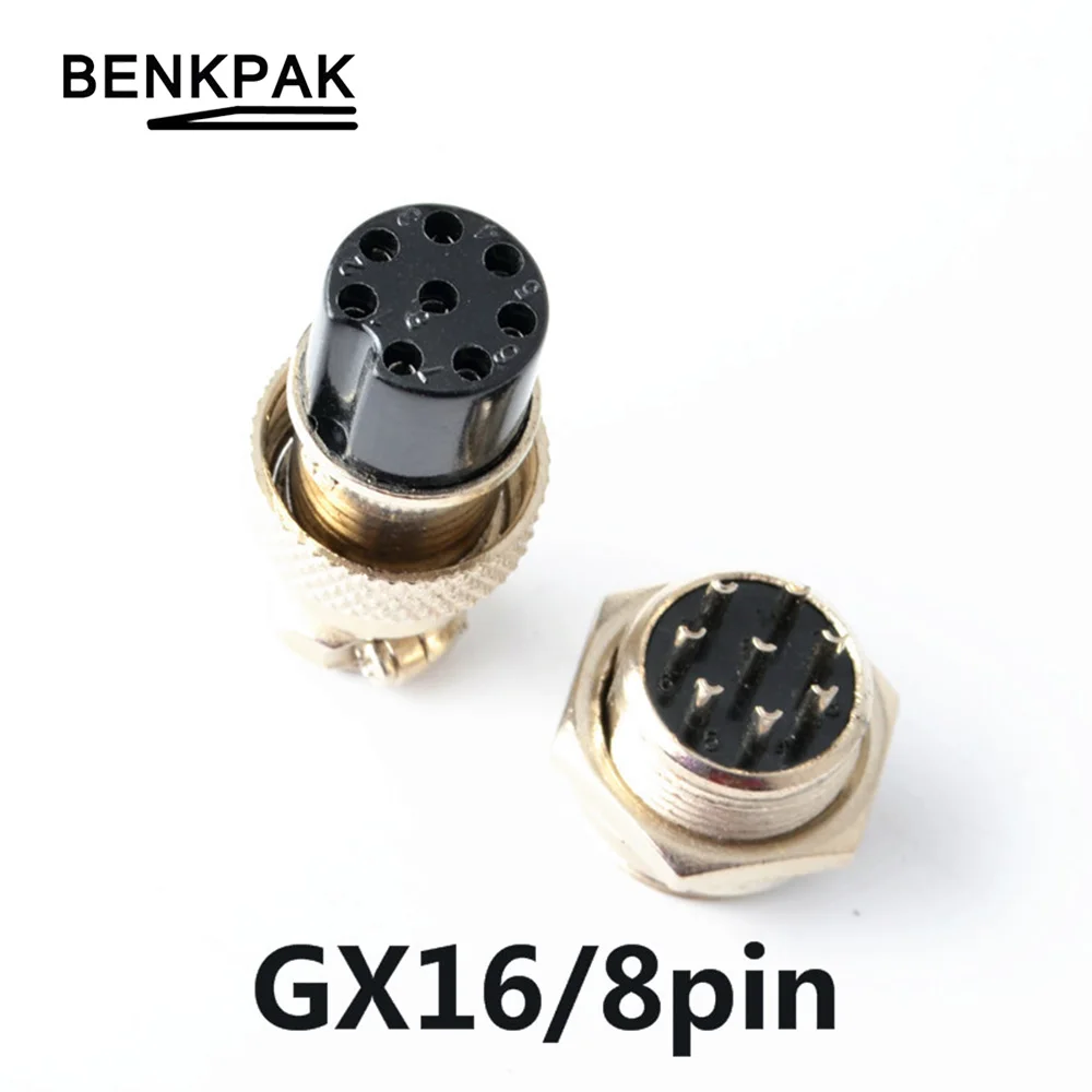 

1Set GX16 8Pin High Quality Male& Female 16mm Wire Cable Panel Connector Aviation Plug Circular Socket Plug