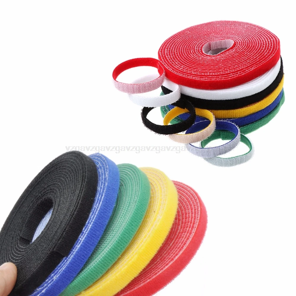 

Colorful Reusable 1cmX25M Back to Back Hook Loop Cable Ties Nylon Magic Tape JUL19 dropship