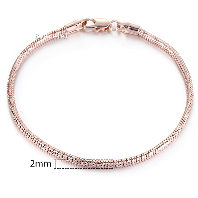 for Women Men 585 Rose Gold Copper Curb Cuban Snail Link Chain Bracelet On Hand Hot Party Jewelry Gifts 18cm-23cm GBB1