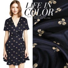 Шелковая ткань 1 метр елочка Тибетский синий Tissu атласное платье-стретч ширина материала 118 см