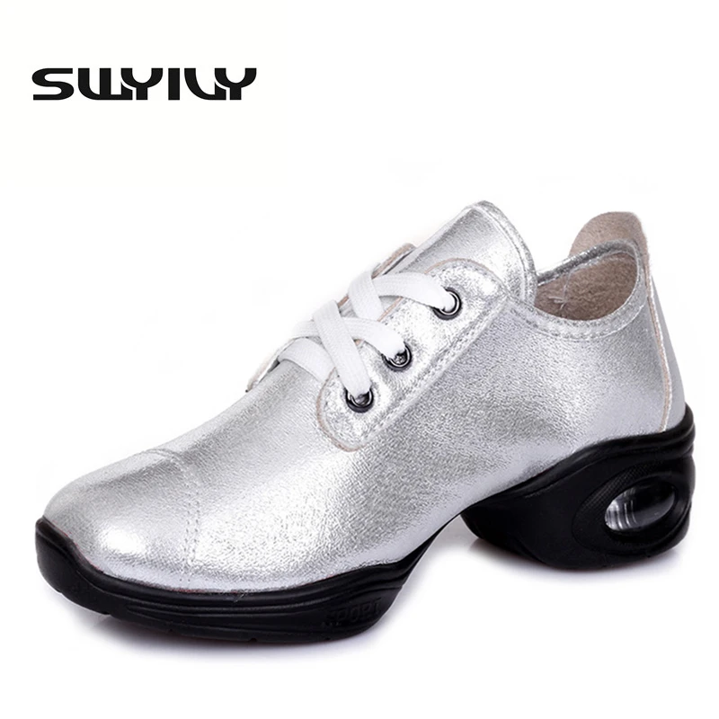 5CM Cushion Women Dance Sneakers Lacing Rubber Soles Soft Breathable Modern Dance Shoes EUR34-42 Plus Size