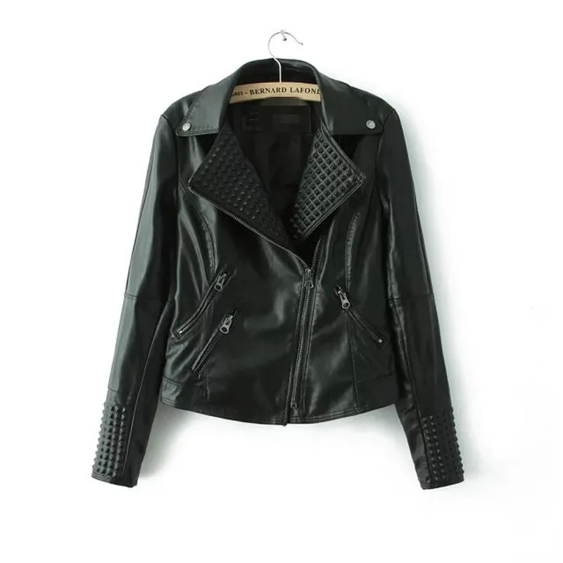 2016 Autumn winter jacket women Punk style short Coats Rivet Zipper