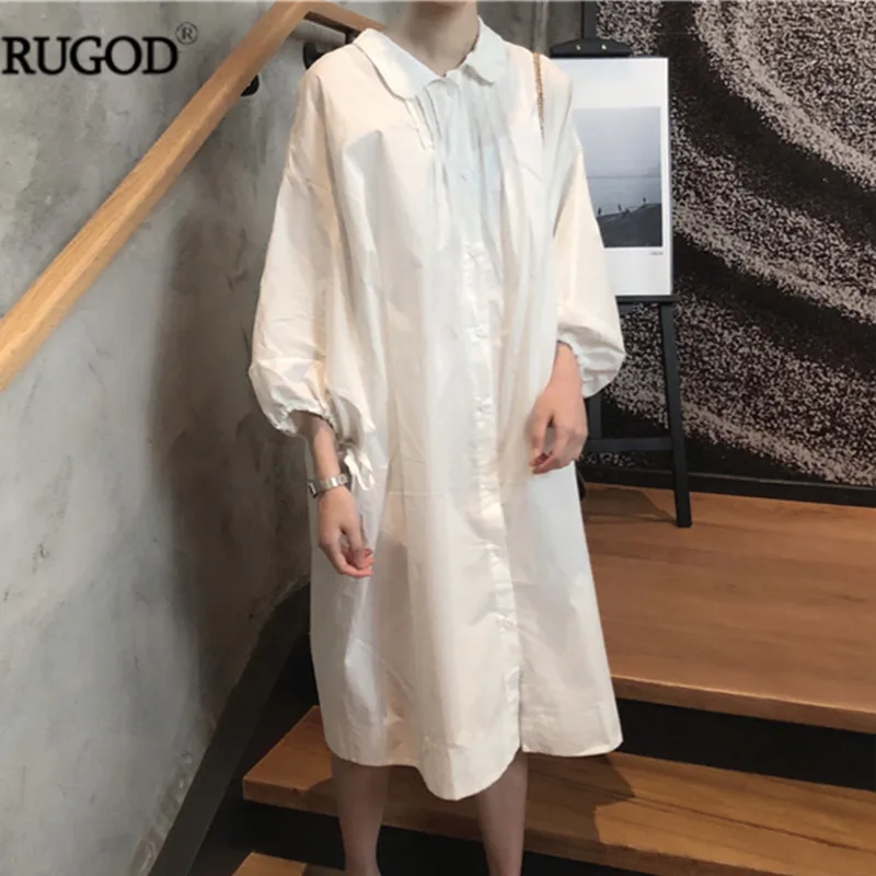 RUGOD 2018 корейский стиль объемным шнурком летучая мышь с длинным рукавом платье