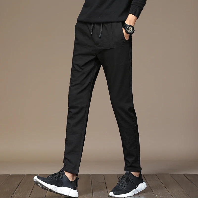 2017 новые длинные брюки черные тренировочные брюки мужские высокого качества шнурок одежда мужчины карандаш хип-хоп брюки модная