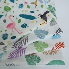 160 см* 50 см хлопчатобумажной ткани мультфильм Розовый фламинго Черные Птицы Зеленый Синий Серый большие листья ткани для DIY постельные принадлежности подушки ручной работы