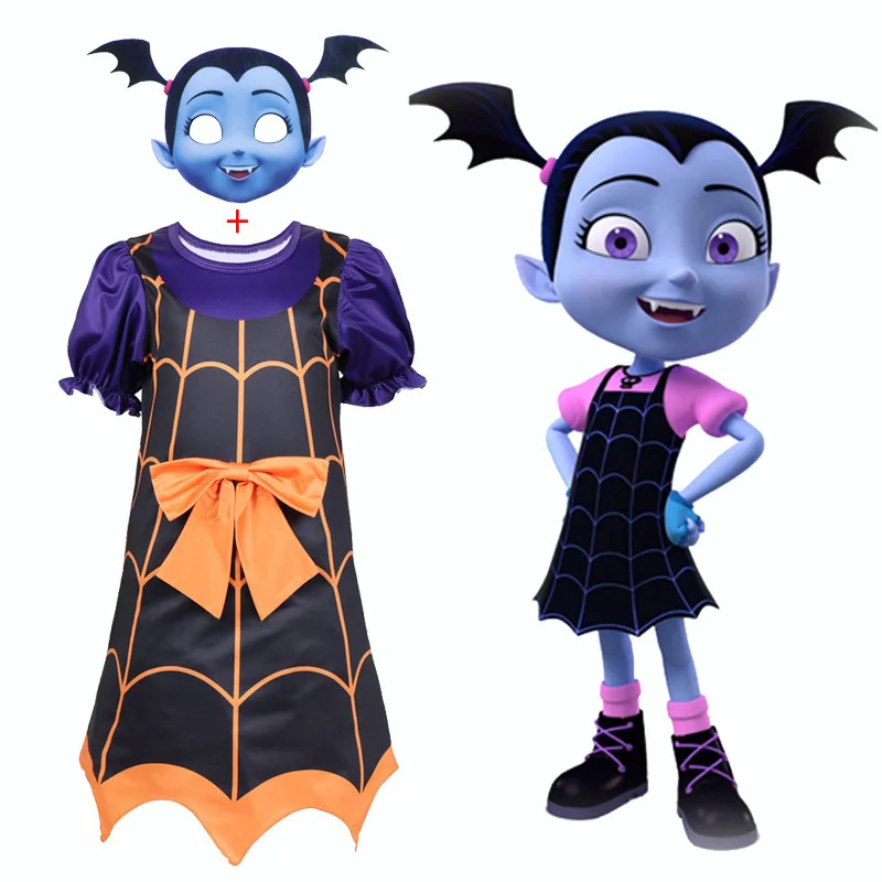 

2019 Girl Dress Vampirina 4-12 year old Party Costume Halloween Child Mask Fashion Baby clothes cosplay Kid Vetement disguise