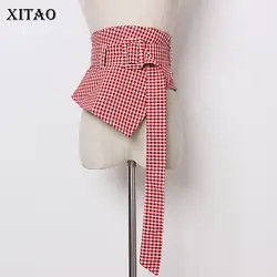 [XITAO] 2019 женское Новое поступление Корея Повседневная модная Милая художественная клетчатая Асимметричная Лоскутная расшитая блестками