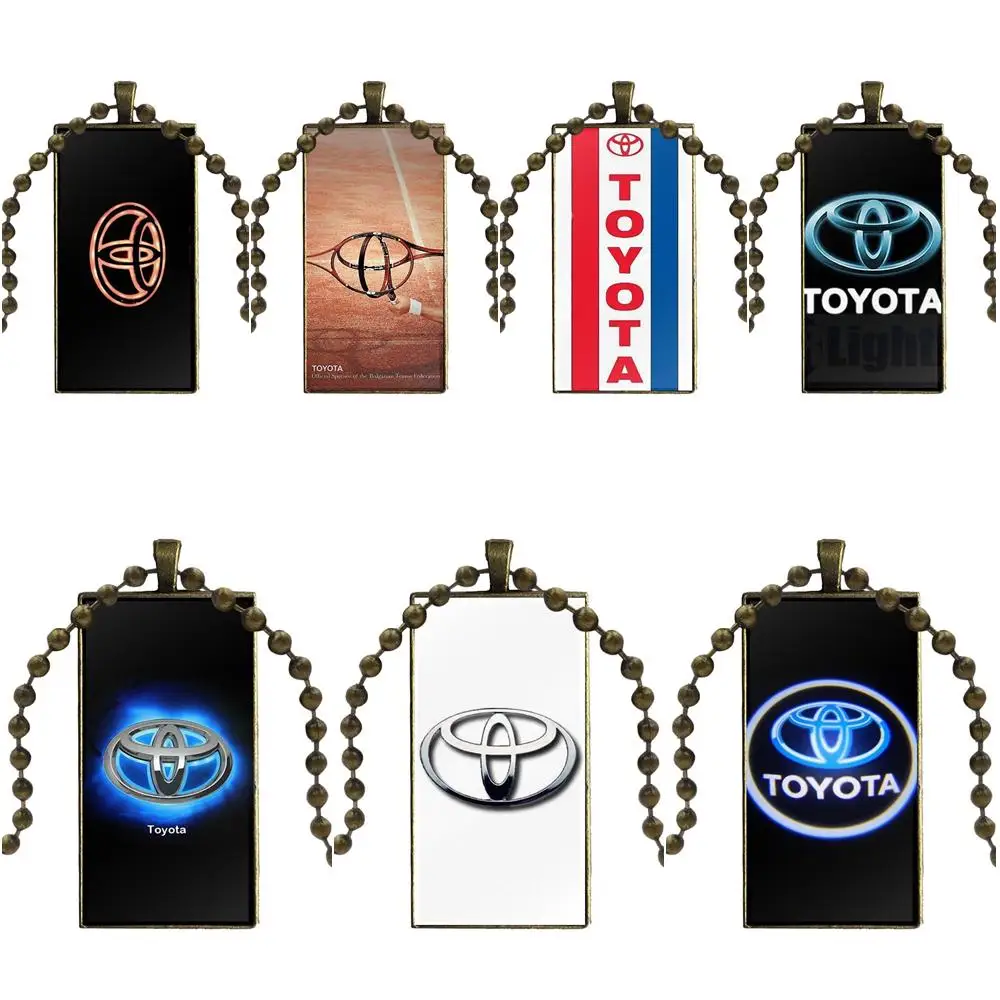 

Jewelry With Bronze Plated Glass Cabochon Choker Long Pendant Rectangle Necklace For Girls Gifts Toyota Logo