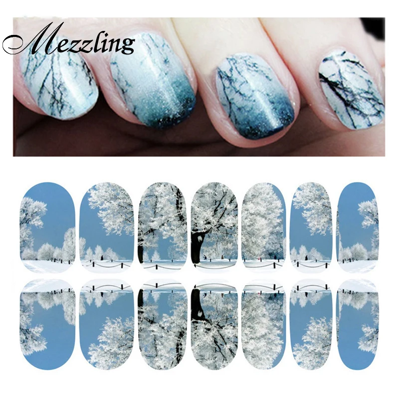 Landscape Full Cover Nail Stickers and Decals,2sheet/lot Adhesive Nail