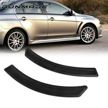 Runmade 1 par para 2008-2015 mitsubishi lancer evo, fosco, preto, fibra de carbono, tampa frontal para fender lateral, ventilação