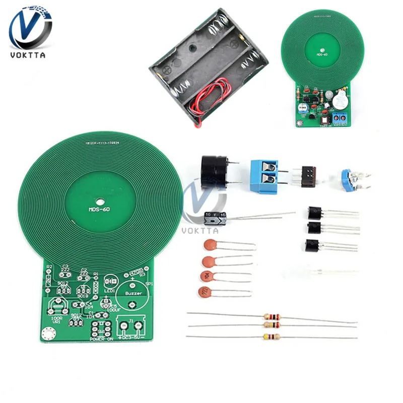 DIY Kit модуль металлоискателя DIY электронная часть DC 3 V-5 V 60mm Бесконтактный датчик доска металлоискатель комплект с Чехол для батареи