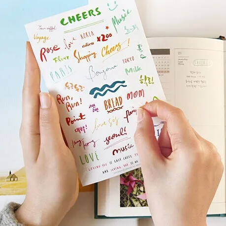 

8 sheets/set Korean stationary kawaii stickers petit deco plan stickers WordArt Words PVC scrapbooking Sticker/sticky notes