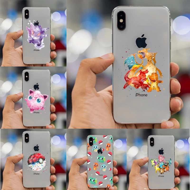 

For iPhoneXS MAX Phone Case Pokemons Go Soft Silicon TPU Funda Cover For iPhone 4S 6 6plus 5S SE 7 7plus 8 8plus X Cases Coque