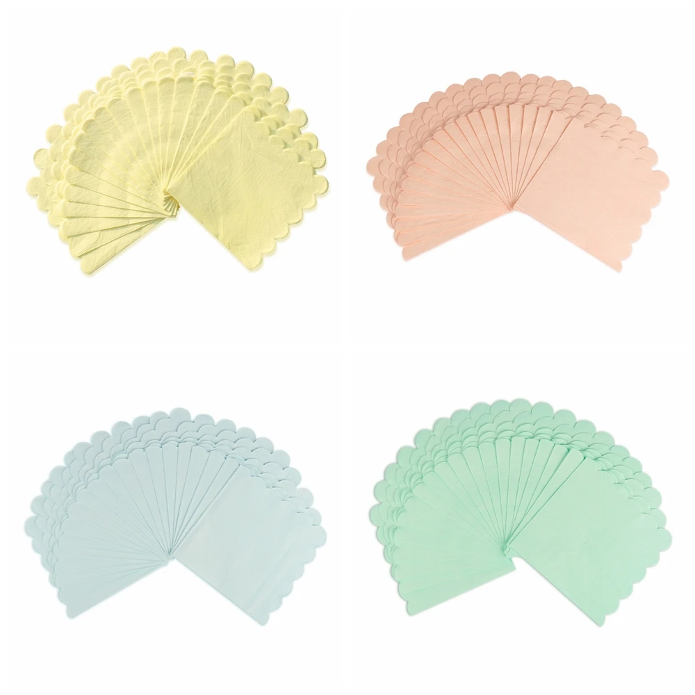 

Riscawin 20 pcs/pack Wedding Napkin Paper Pink Yellow Blue100% Virgin Wood Tissue For Festival&Party Decoration 16.5cm*16.5cm