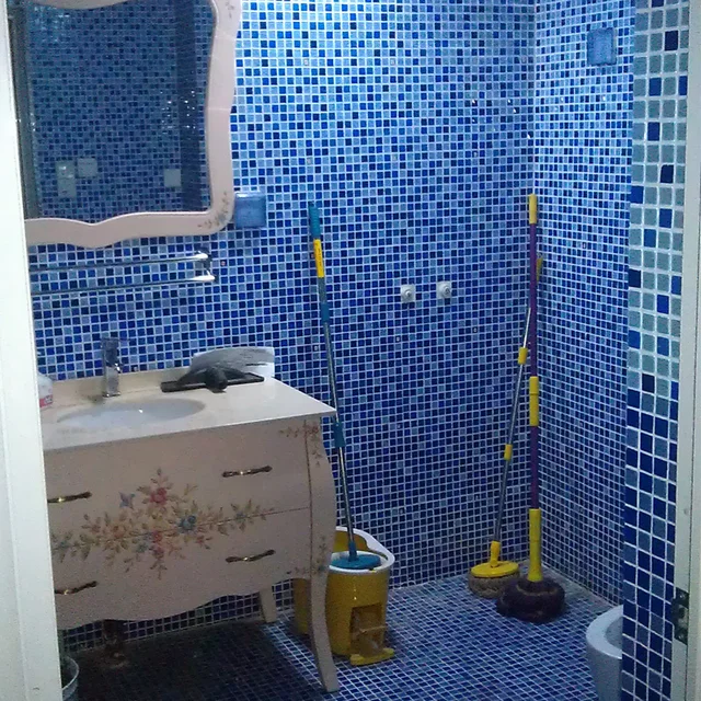 T Kai Blue Plaid Grant Mosaic Tile Bathroom Mirror Crystal T Kai Blue Plaid Grant Mosaic Tile Bathroom Mirror Crystal Gl Backdrop Tv Wall Stickers