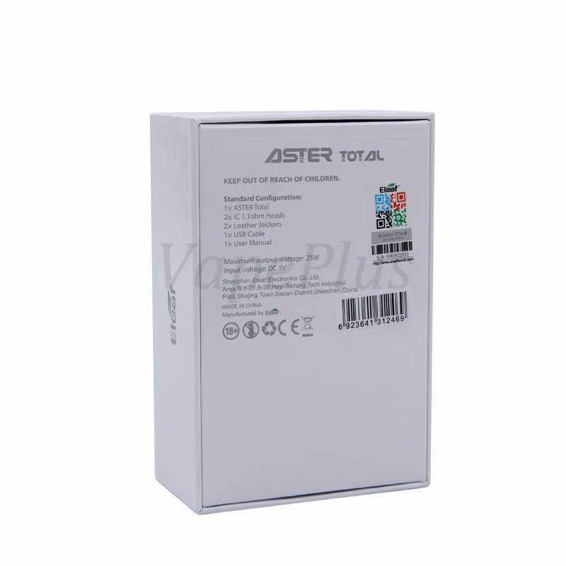 Original Electronic cigarette Eleaf ASTER Total Kit 2ml Capacity 1600mAh Aster Total Battery Bypass Mode with IC head 22