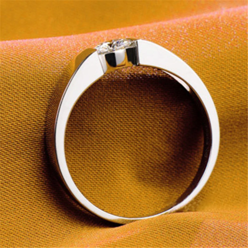 Charles& Colvard 5 мм 0.5Ct обручальное кольцо плотное кольцо 925 пробы серебряный пасьянс кольцо из белого золота Цвет кольцо унисекс