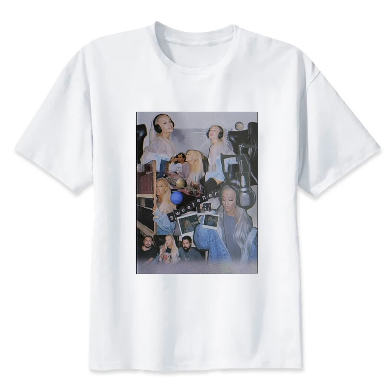 

New 100% Cotton Women Fashion Tshirt Ariana Grande Recording song Print Short Sleeve Tops Tees Funny T Shirt Brand Clothing