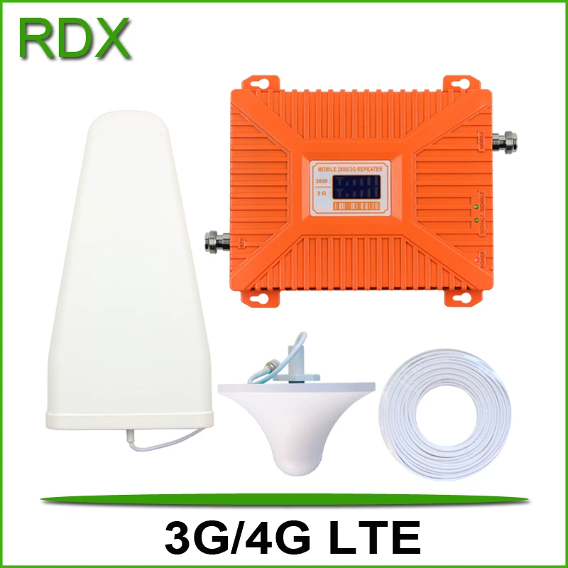 

New dual band 3g 4g lte cellphone booster high gain 70db mobile phone 3g w-cdma 2100mhz UMTS 4g lte 2600mhz repeater amplifier