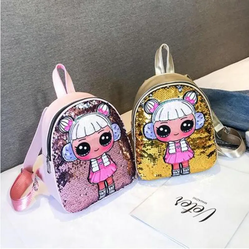 

New Arrival Women All-Match Bag PU Leather Sequins Backpack Girls Small Travel Princess Bling Backpacks Mochila Feminina
