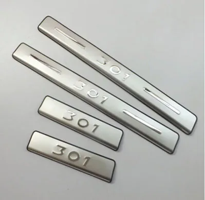 

for Peugeot 301 2013 2014 2015 2016 2017 2018 Door Sill Panel Strip Trim Car Styling Staninless Steel Accessories 4 Pcs
