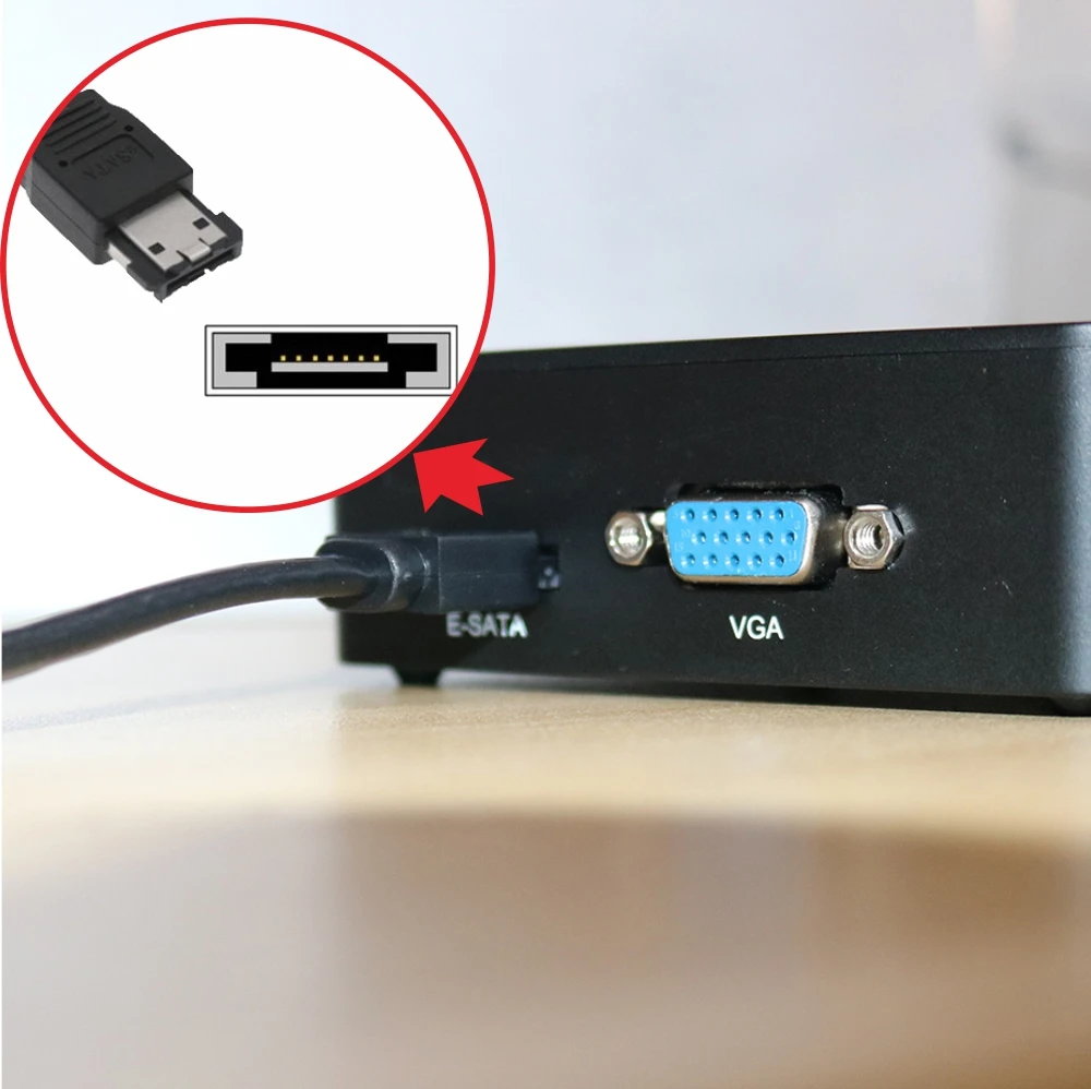 SATA E-SATA кабель для мини PoE NVR E-SATA Порты и разъёмы расширительный бак для внешний 2,5 дюймов жесткого диска SATA HDD с помощью внешнего DC5V Питание
