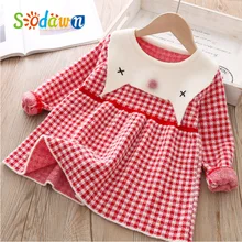Sodawn/Летнее Детское платье для девочек зимнее клетчатое платье с длинными рукавами для девочек повседневные платья принцессы на год детская одежда для девочек