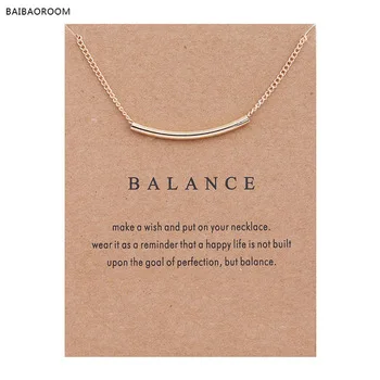 New Gold Plated Balance Tube Bar Word Long Alloy Pendant Short Necklace