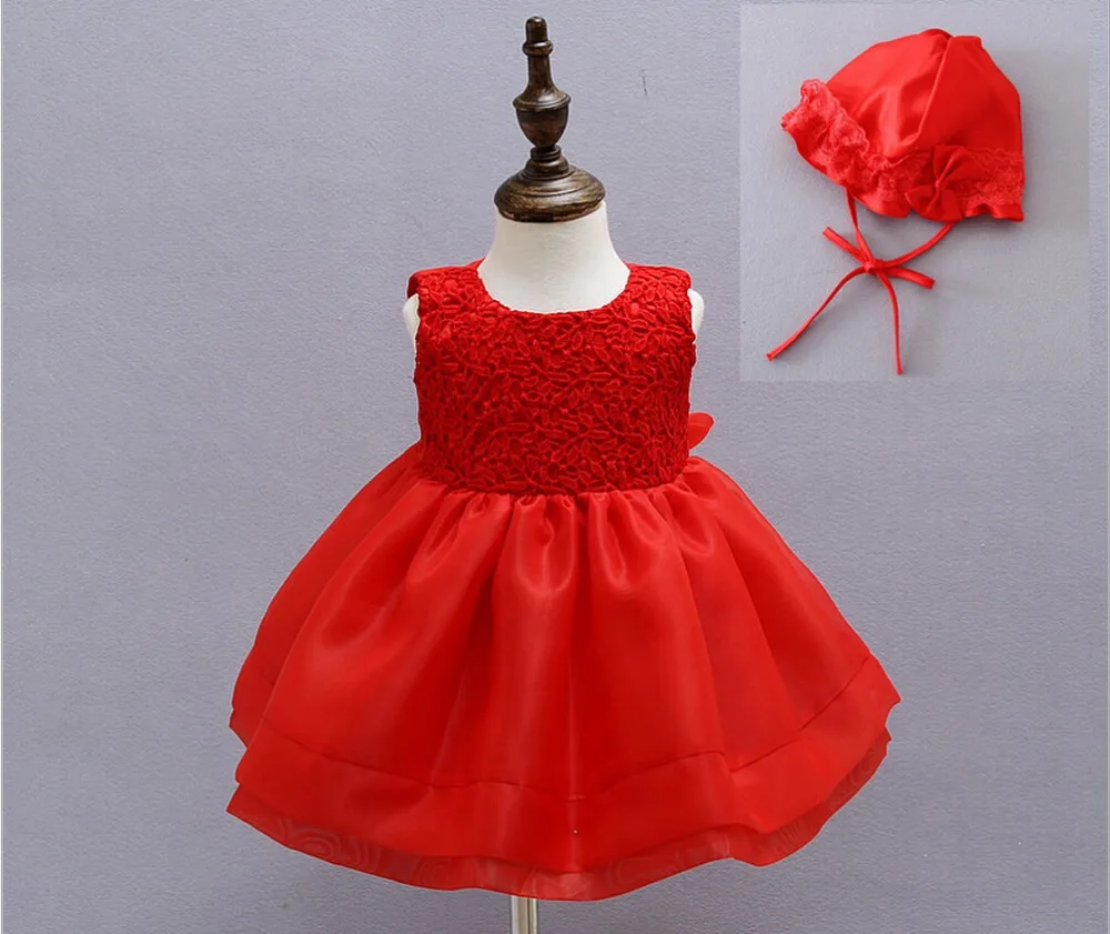 

Free Shipping Retail Girl Dresses Children Dress Party  Summer Princess Baby Girl Wedding Dress Birthday Hat Red  8019BB