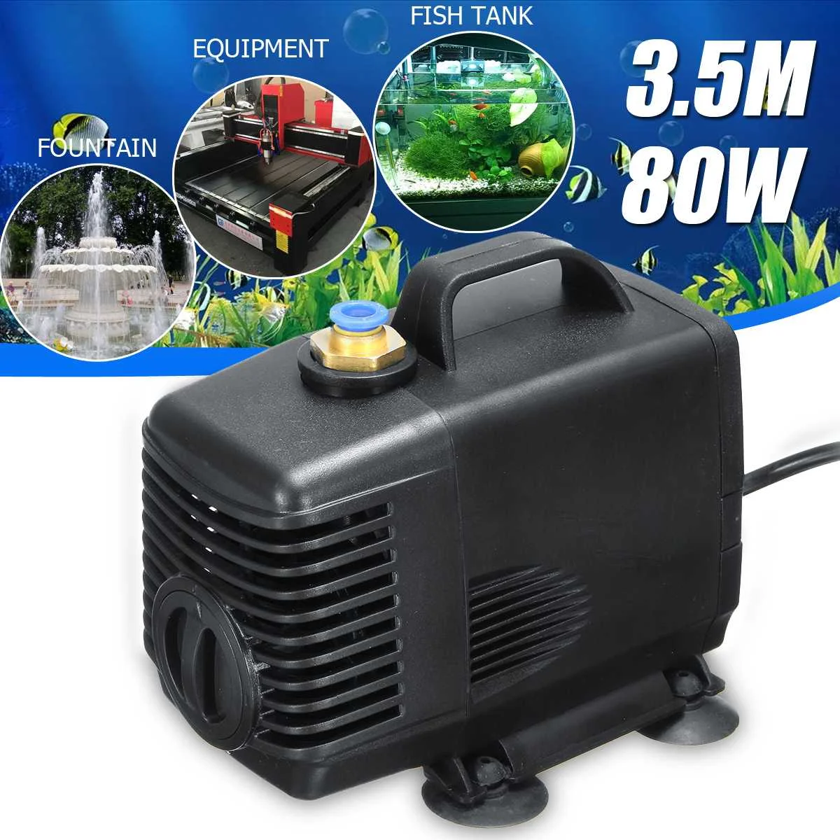 

3.5m 80W 220V 50Hz ABS Submersible Pump Filter Fish Tank Aquarium Pond Irrigation Fountain Water Pump Engraving Machine Tool
