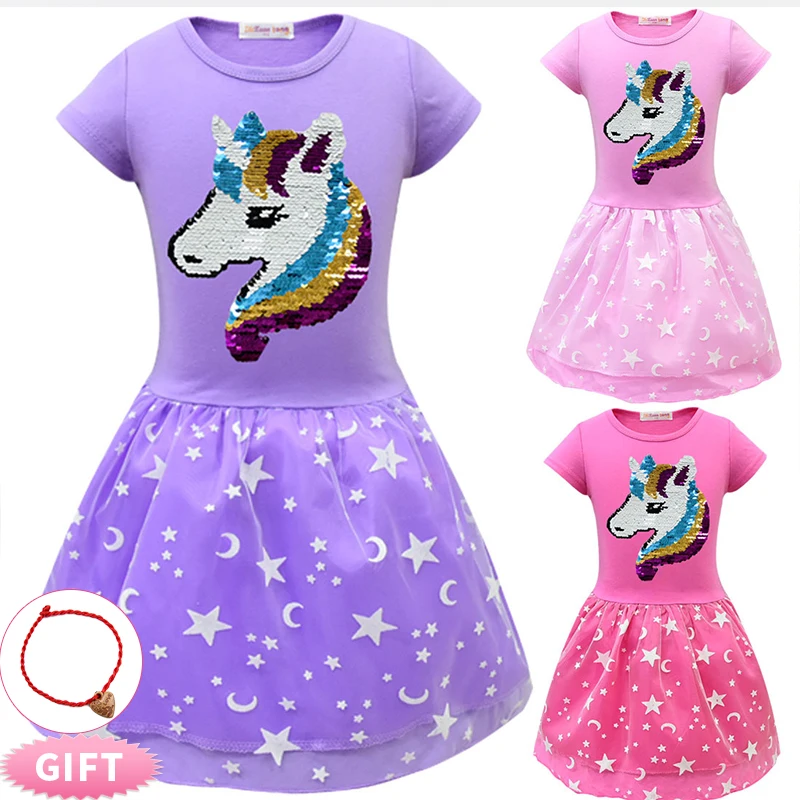 

2019 Girls Dress Unicorn Girls Sequined Vestidos Princess Dress Kids Party Tutu Dress Children Licorne Autumn and Winter Dresses