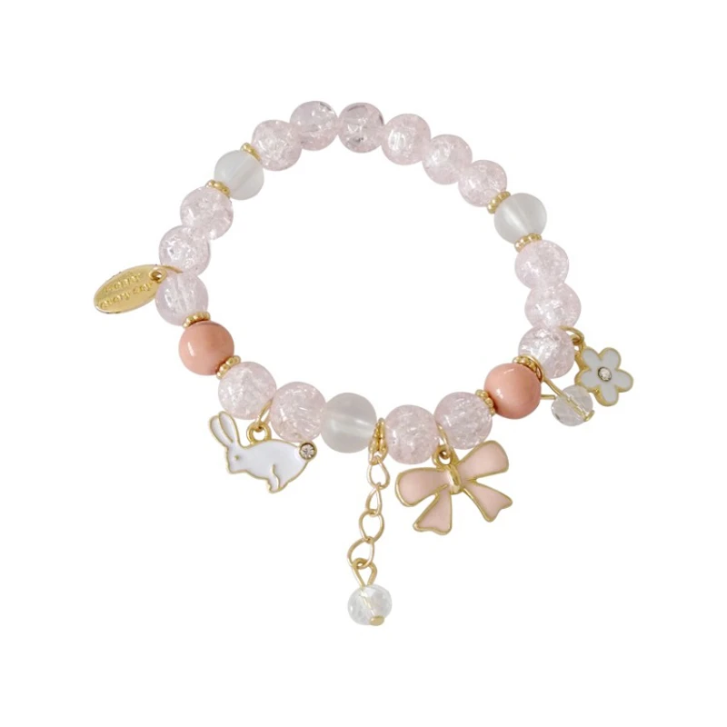 

Hot Selling Beads Rabbit Flower Bowknot Dangles Stretch Bracelet For Women Jewelry