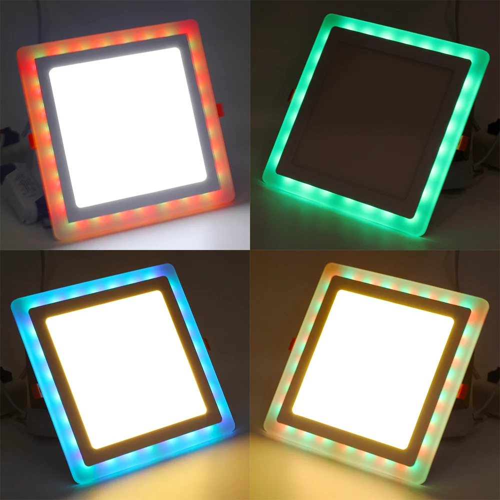 Светодиодный Панель площадь светодиодный rgb Панель Light 3 Вт/6 Вт/12 Вт/18 Вт теплые белый/белый+ RGB потолочный светильник+ 24key пульт дистанционного управления