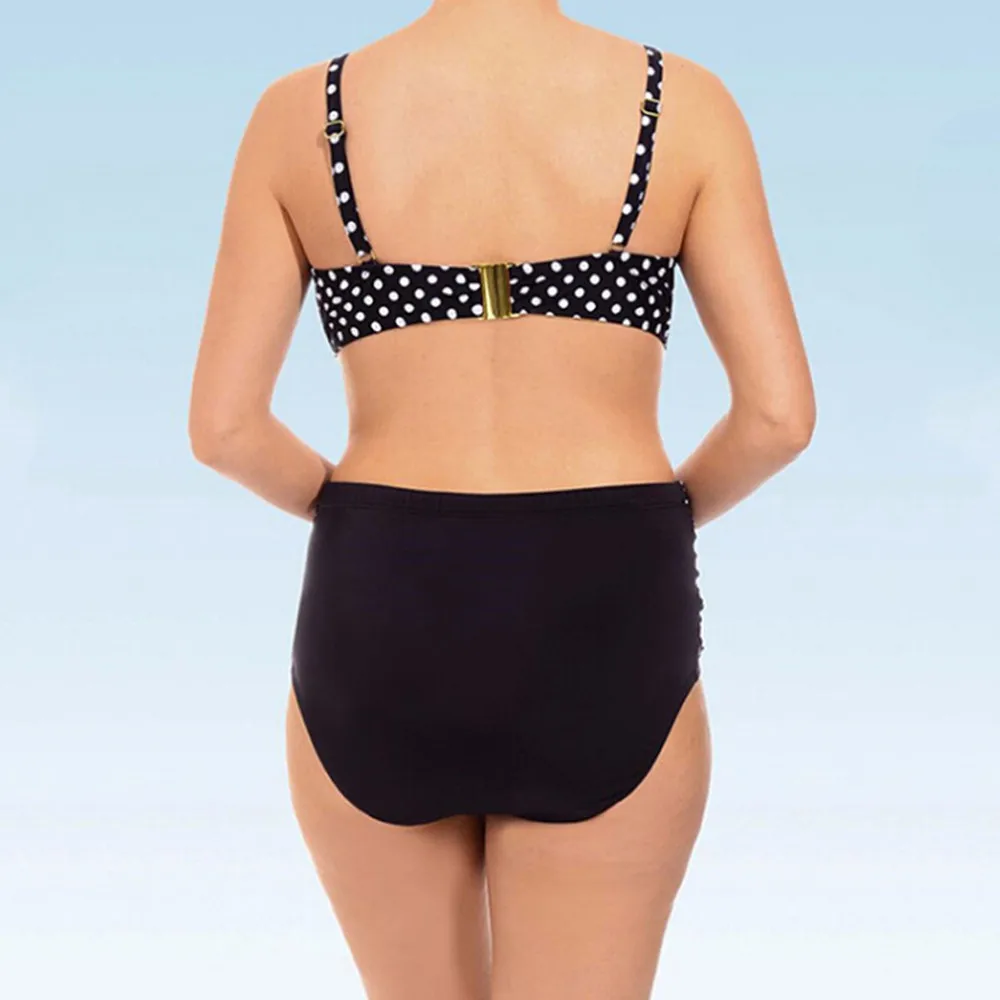 2019 Women Polka Dot Print Tankini Set Two Piece Plus Size Swimsuit Big Swimwear Female Bathing suits S to 5XL Biquini
